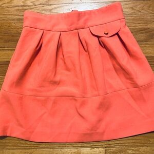 Coral Pink Women's Box Pleat Skirt Work